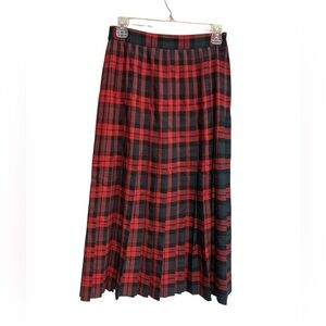 Worthington Plaid Pleated Skirt Size 6 Vintage Tartan Red Full Length Preppy
